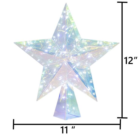 Light Up LED Iridescent 3D Twinkling Star Christmas Tree Topper 12" Multi Lit - Picture 8 of 15